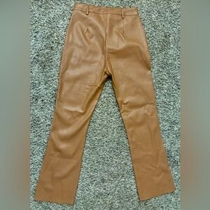 Tan Faux Leather Pants